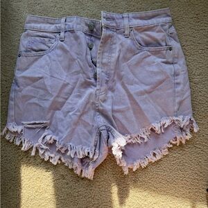 wild fable Lavender Frayed Hem High-Rise Denim Shorts